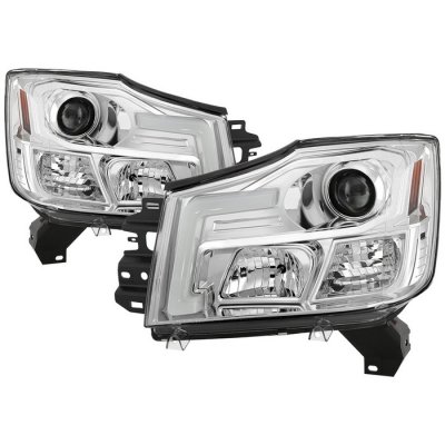 Nissan Titan 2004-2015 LED Tube DRL Projector Headlights