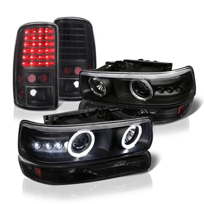 Chevy Suburban 2000-2006 Black Halo Projector Headlights LED Tail Lights