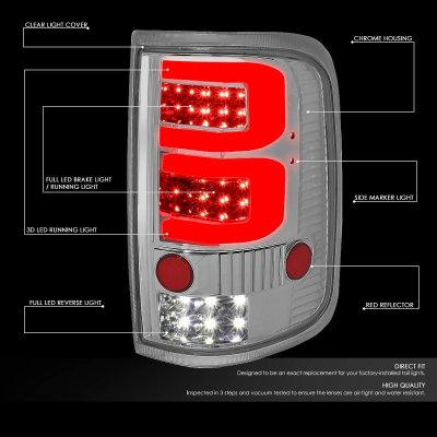 Ford F150 2004-2008 Clear Custom Tube LED Tail Lights