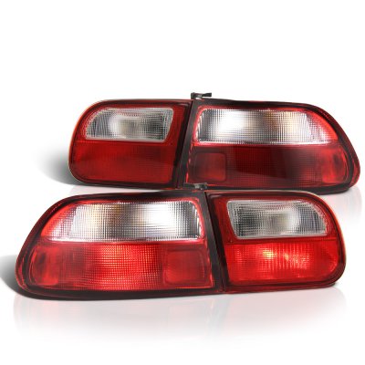 Honda Civic Hatchback 1992-1995 Red and Clear JDM Tail Lights