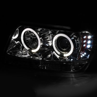 Jeep Grand Cherokee 1999-2004 Smoked Dual Halo Projector Headlights with LED