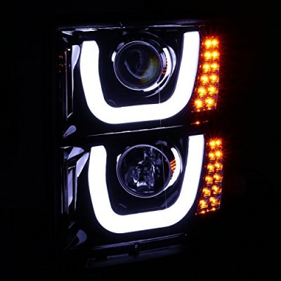 Chevy Silverado 2014-2015 Smoked DRL Projector Headlights LED Signal