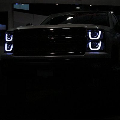 Chevy Silverado 2014-2015 Black DRL Projector Headlights LED Signal