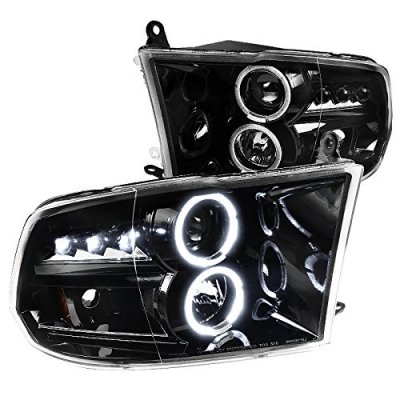 Dodge Ram 2009-2018 Glossy Black Halo Projector Headlights