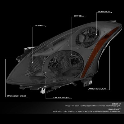 Nissan Altima Sedan 2010-2012 Smoked Headlights