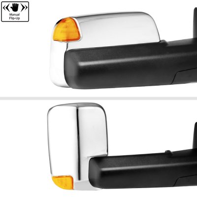 Dodge Ram 2500 2003-2009 New Chrome Power Heated Towing Mirrors Signal Lights Amber