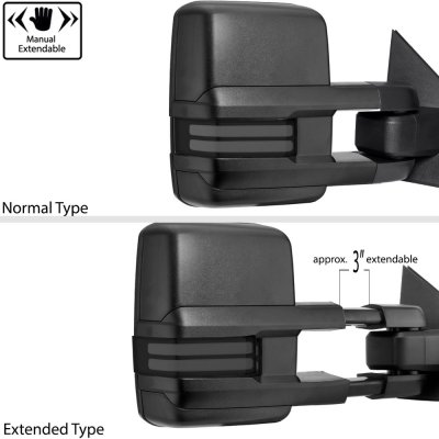 GMC Sierra 3500HD 2015-2019 Towing Mirrors Smoked LED DRL Power Heated