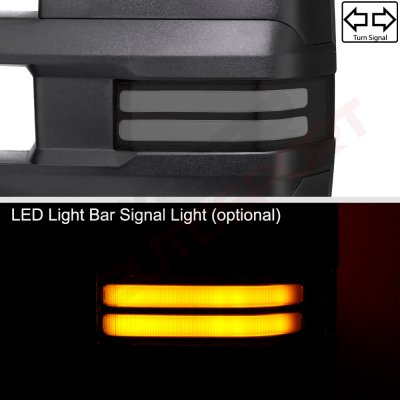 GMC Sierra 3500HD 2015-2019 Towing Mirrors Smoked LED DRL Power Heated