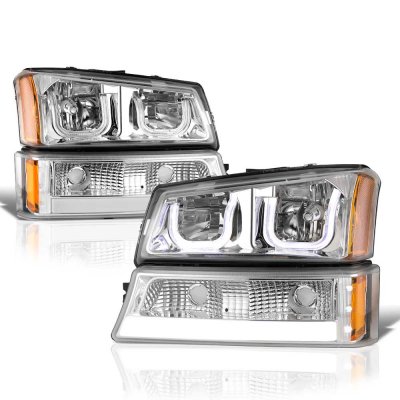 Chevy Avalanche 2003-2006 LED DRL Headlights Tube Bumper Lights