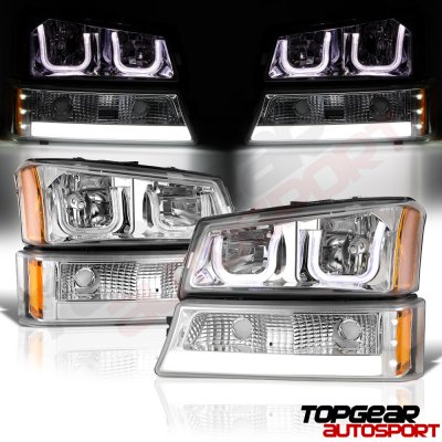 Chevy Silverado 2500HD 2003-2006 LED DRL Headlights Tube Bumper Lights