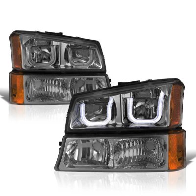 Chevy Silverado 2003-2006 Smoked LED DRL Headlights Bumper Lights