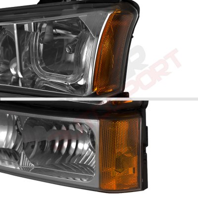 Chevy Silverado 2003-2006 Smoked LED DRL Headlights Bumper Lights