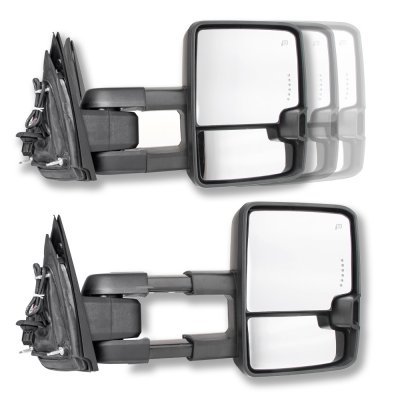Chevy Silverado 2500HD Diesel 2015-2019 Chrome Towing Mirrors Smoked LED Lights Power Heated