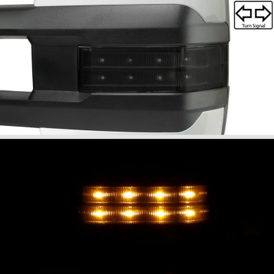 Chevy Silverado 2014-2018 White Towing Mirrors Smoked LED Lights Power Heated