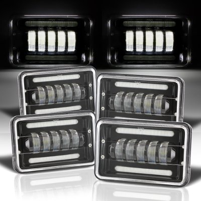 Chevy Blazer 1981-1988 Black DRL LED Headlights Conversion Low and High Beams