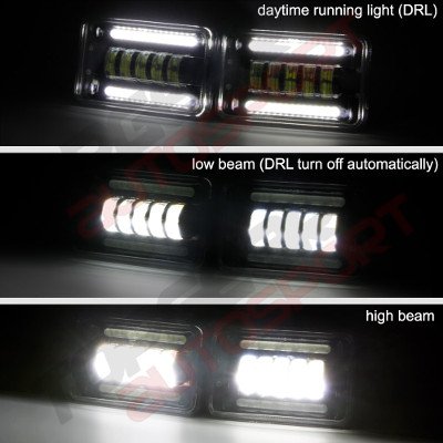 Ford LTD Crown Victoria 1988-1991 Black DRL LED Headlights Conversion Low and High Beams