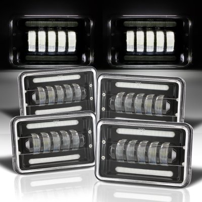 Ford Mustang 1979-1986 Black DRL LED Headlights Conversion Low and High Beams