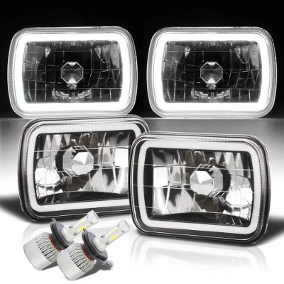 Ford F350 1999-2004 Halo Tube Black Chrome LED Headlights Kit