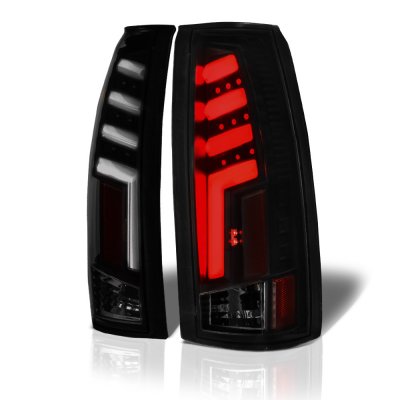 GMC Sierra 2500 1988-1998 Black Smoked Tube LED Tail Lights