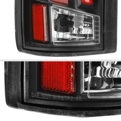 GMC Sierra 2500 1988-1998 Black Red Tube LED Tail Lights
