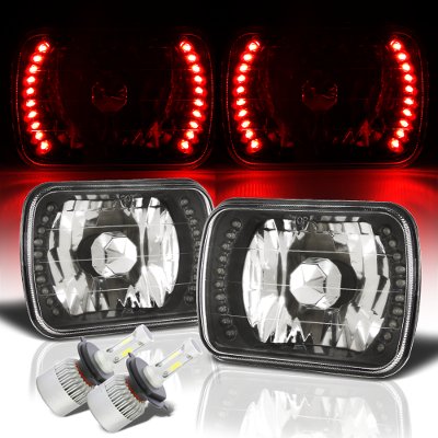 Ford Granada 1978-1981 Red LED Black Chrome LED Headlights Kit