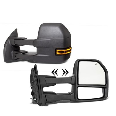 Power/Heated Towing Mirrors For 2003-2007 Ford F250/F350/F450/F550 – Black/Chrome, LED Signal