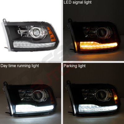 Dodge Ram 3500 2010-2018 Black Projector Headlights Premium LED DRL Signal Lights