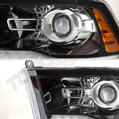 Dodge Ram 2009-2018 Glossy Black Projector Headlights Premium LED DRL Signal Lights