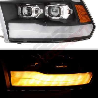 Dodge Ram 2009-2018 Black DRL Projector Headlights LED Signal Lights