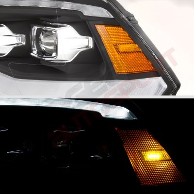 Dodge Ram 2009-2018 Black DRL Projector Headlights LED Signal Lights