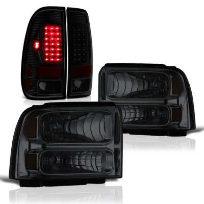 Ford F450 Super Duty 2005-2007 Tinted Headlights Black Smoked LED Tail Lights