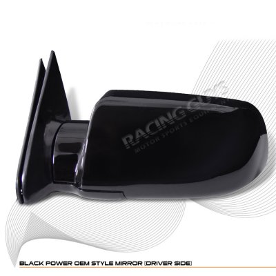GMC Sierra 1988-1998 Black Powered Left Driver Side Mirror