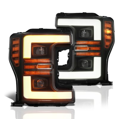 Ford F550 Super Duty 2017-2019 Black Projector Headlights LED DRL Dynamic Signal Activation