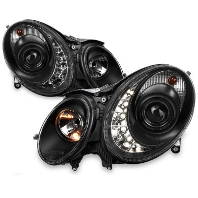 Mercedes Benz E Class 2003-2006 Black HID Projector Headlights with LED DRL