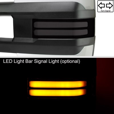 GMC Sierra 3500HD 2015-2019 White Power Folding Towing Mirrors Smoked LED DRL