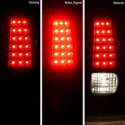 Chevy Silverado 3500 2001-2002 Black Smoked LED Tail Lights