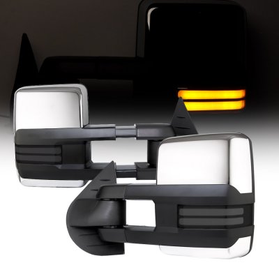 GMC Sierra 2500HD 2007-2014 Chrome Towing Mirrors Smoked LED DRL Power Heated