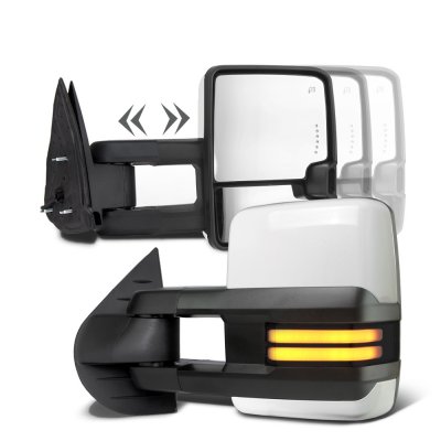 GMC Sierra 2500HD 2007-2014 White Towing Mirrors Smoked LED DRL Power Heated