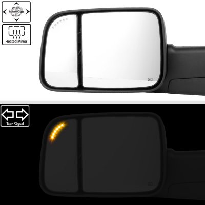Dodge Ram 1500 2009-2018 Power Heated Turn Signal Towing Mirrors Clear Signal Lens