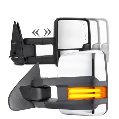Chevy Tahoe 2007-2014 Chrome Towing Mirrors LED DRL Power Heated