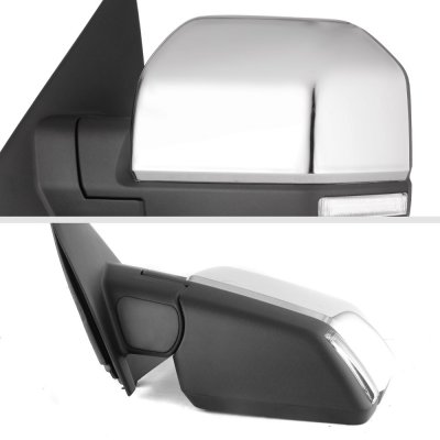 Ford F150 XL 2015-2020 Chrome Side Mirrors Power Heated LED Signal