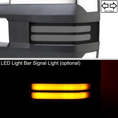 Toyota Tundra 2014-2021 Chrome Smoked Tube LED Towing Mirrors Power Heated