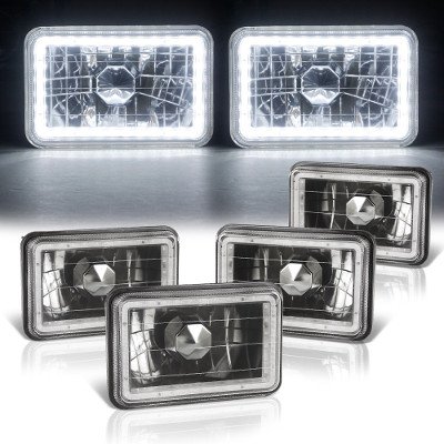 Ford Mustang 1979-1986 LED Halo Black Sealed Beam Headlight Conversion Low and High Beams