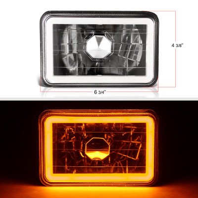 Chevy S10 1994-1997 Amber Halo Tube Black Sealed Beam Headlight Conversion