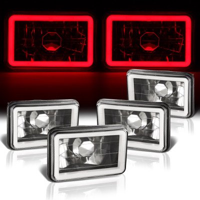 Buick Regal 1981-1987 Red Halo Tube Black Sealed Beam Headlight Conversion Low and High Beams