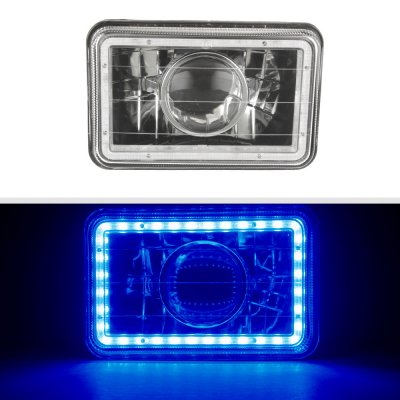 Lincoln Continental 1985-1986 Blue LED Halo Black Sealed Beam Projector Headlight Conversion