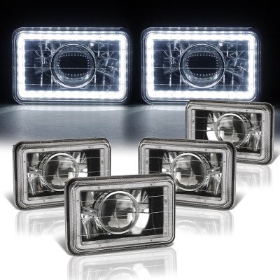 GMC Caballero 1984-1986 LED Halo Black Sealed Beam Projector Headlight Conversion Low and High Beams
