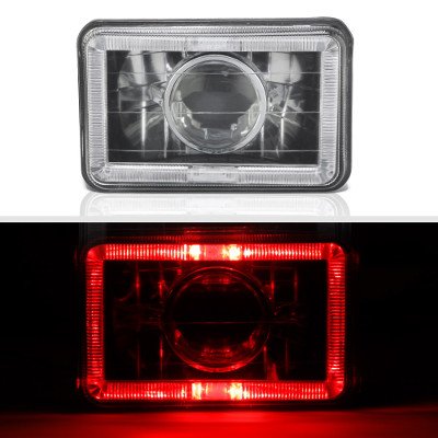 Chevy Blazer 1981-1988 Red Halo Black Chrome Sealed Beam Projector Headlight Conversion Low and High Beams