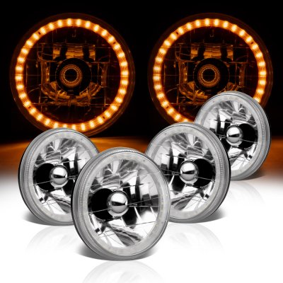 1969 Ford Mustang Amber LED Halo Sealed Beam Headlight Conversion