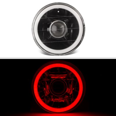 1969 Ford Mustang Red Halo Tube Black Sealed Beam Projector Headlight Conversion